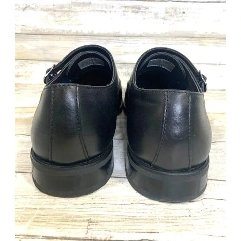 La Milano Men's Black Leather Double‎ Monk Strap Dress Shoes Size 10.5